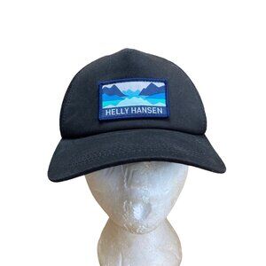 Helly Hansen Trucker Hat Cap One Size Mesh Back Patch Logo Black